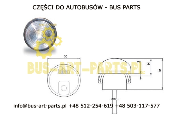 LAMPA OBRYSOWA BIAŁA JOKON E2-05035 9-33V 12V 24V