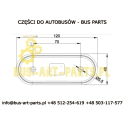 LAMPA OBRYSOWA POMARAŃCZOWA LED 120X46 ROZTAW 70MM