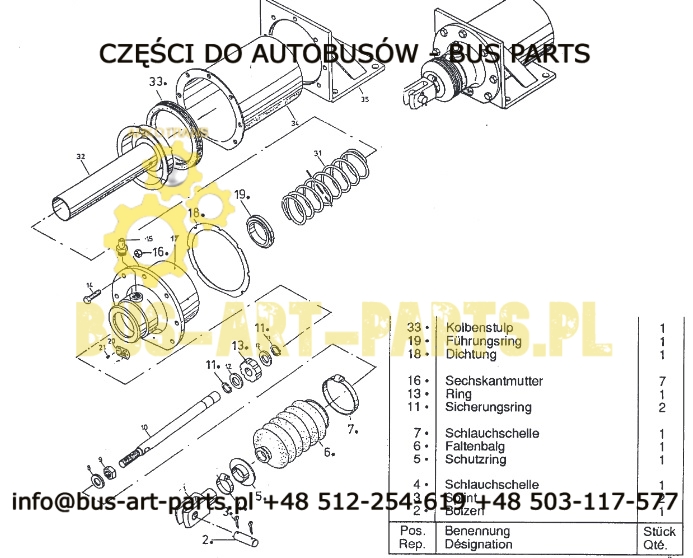 ZESTAW NAPRAWCZY SIŁOWNIKA BLOKADY OSI SKRĘTNEJ WLECZONEJ SETRA S2..HDH S3..HDH S328DT BOVA VDL W ZESTAWIE NR 33 I 34 Z RYSUNKU