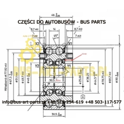 ŁOŻYSKO WENTYLATORA CHŁODNICY - 40-040 40-029  T040-003 NWG SETRA S3.. S315 HD GT-HD  EURO II OM442LA EURO III OM457 S4.. S412 S