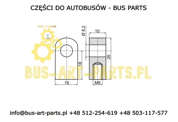 KOŃCÓWKA SIŁOWNIKA KLAPY M8 /  Q-8 OCZKO