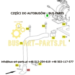 RURA WYDECHU OGRZEWANIA Q-70 KOŃCOWA WYLOT SPALIN SETRA MERCEDES I INNE A6328300125 6328300125  ORGINAŁ STAL ZWYKŁA