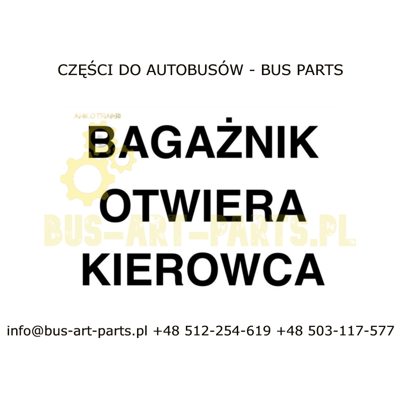 NAKLEJKA BAGAŻNIKI OTWIERA KIEROWCA NAPIS CZARNY