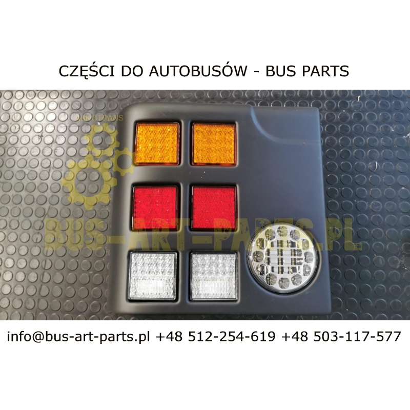 LAMPA ZESPOLONA TYŁ VAN HOOL T9.. LEWA KOMPLETACJA LAMPY OBUDOWA + ELEMENTY ŚWIETLNE HELLA