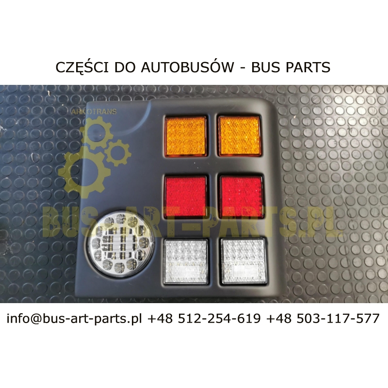LAMPA ZESPOLONA TYŁ VAN HOOL T9.. LEWA KOMPLETACJA LAMPY OBUDOWA + ELEMENTY ŚWIETLNE HELLA