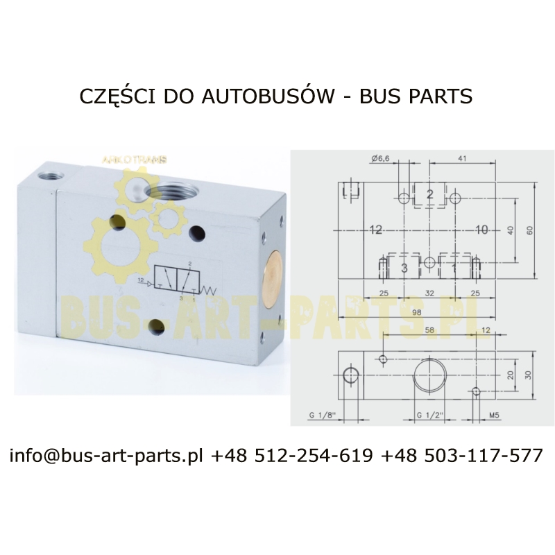 ZAWÓR PODNOSZENIA OPUSZCZANIA OSI VAN HOOL 3/2 ODPOWIEDNIK 5711100300 571 110 030 0 REXROTH AVENTICS STEROWANIE 1/8" WYJŚCIA 1/2