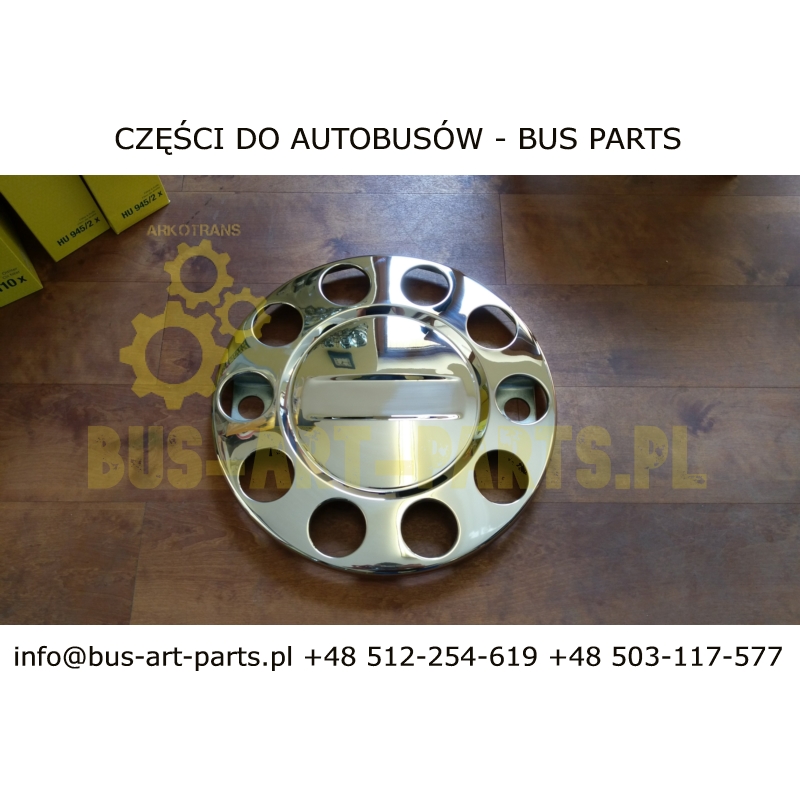 KOŁPAK KOŁA 22.5" CHROMOWANY PRZÓD LUB OŚ WLECZONA OTWORY Q-32MM POD NAKRĘTKI Z WYPUSTEM DO FELG ALUMINIOWYCH