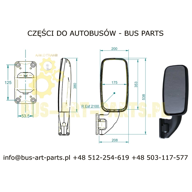 LUSTRO LEWE PRAWE KOMPLETNE IVECO WING 12V PODGRZEANE  ARCOL STOPA MOCOWANIE NA 4-ŚRUBY