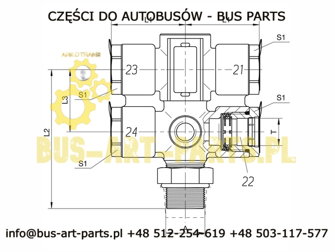 ROZDZIELACZ POWIETRZA 4XM22 VOSS 230 + 1X M22 BOVA VAN HOOL SETRA