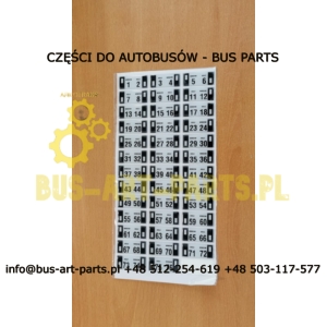 TABLICZKA NUMER FOTELA NAKLEJKA - KPL NR. 1-76 MERCEDES SETRA 45x20 SAMO PRZYLEPNA