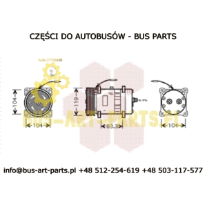 KOMPRESOR KLIMATYZACJI UNIVERSALNY 6PK 12V FI-119 SP-15 SP15 740353 DEPHI  ZAMIENNIK