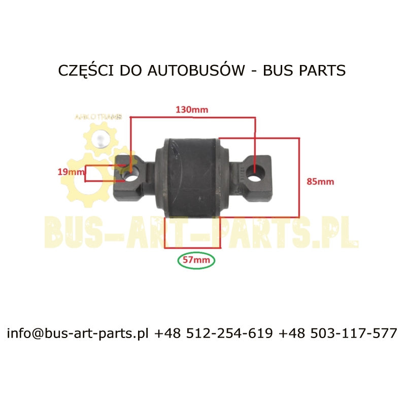 TULEJA DRĄŻKA REAKCYJNEGO TYŁ SETRA S3.. S4.. MERCEDES TRAVEGO TOURISMO INTEGRO 85X130X19 SZEROKI 57mm