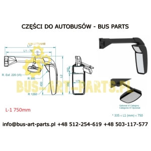 LUSTRO LEWE PRAWE KOMPLETNE ARCOL 24V ARCOL 331-2/650