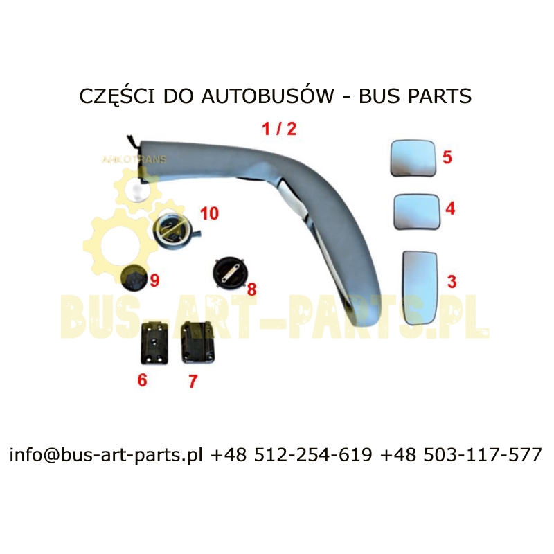 WKŁAD LUSTERKA MAŁY DOLNY 178X153 24V SCANIA IRIZAR PB CENTURY NEW CENTURY