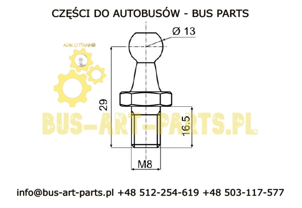 ŚRUBA Z KULKĄ M8 / Q-13 SETRA S4.. MERCEDES TRAVEGO TOURISMO