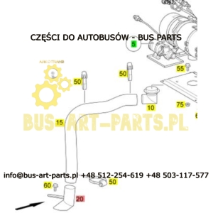 RURA WYDECHU OGRZEWANIA Q-70 KOŃCOWA WYLOT SPALIN SETRA S4.. S5.. MERCEDES TOURISMO EURO 5 EURO 6 I INNE A6328300125 6328300125