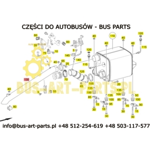 RURA WYDECHOWA - KOŃCOWA  MERCEDES TOURISMO EURO 4 SILNIKI LEŻĄCZE EURO 4 5 OM457HLA Z OTWOREM NA CZUJNIK