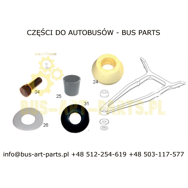ZESTAW DUŻY TULEJA TYLNEGO WÓZKA NEOPLAN Q-280 PIANKA - 24 25 26 31 Z RYSUNKU