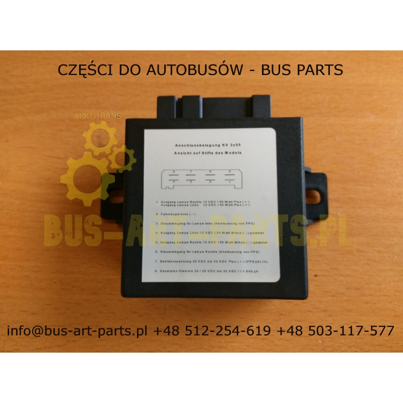 MODUŁ ŚWIATEŁ DZIENNYCH HALOGENÓW PRZECIWMGIELNYCH DOŚWIETLANIA ZAKRĘTÓW KV 2X55 KV2X55 SETRA S4.. S5.. MERCEDES TRAVEGO TOURISM