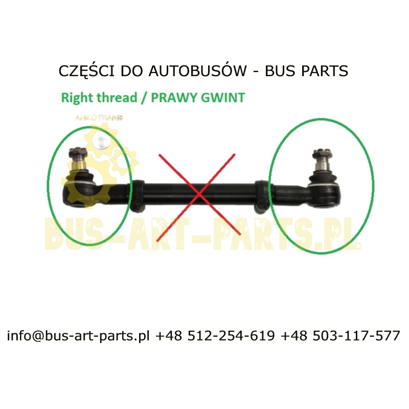 KOŃCÓWKA DRĄŻKA PRAWY VAN HOOL T9.. 10861014 DŁUGA