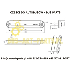 LAMPA OŚWIETLENIA WNĘTRZA 24V LED 134X27 ROZTAW OTWORÓW 116MM MOŻNA ZASTĄPIĆ LAMPĘ 1888335