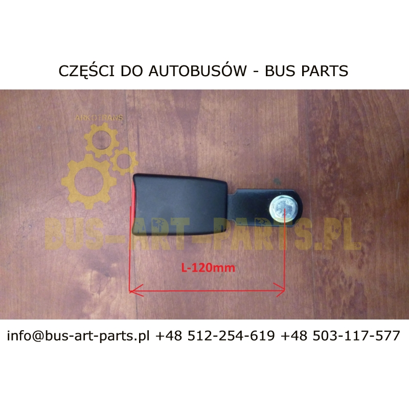 ZAMEK ZAPIĘCIE PASA UNIWERSALNY L-120mm Q-14mm SETRA S3.. S4.. MERCEDES TRAVEGO TOURISMO BOVA EURO 3 FOTELE KIEL VDL E6