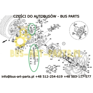 ZESTAW NAPRAWCZY ZWROTNICY SETRA S2.. S215 S3.. S315 S317 S319 HD HDH GT GT-HD UL H Z ŁOŻYSKIEM OPOROWYM ROLKOWYM 45X229 PRZÓD P