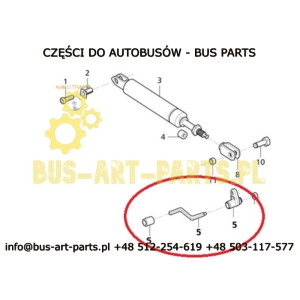 ZESTAW DŹWIGNI ZWALNIANIA SIŁOWNIKA OPARCIA FOTEL BRUSA VDL MAN NEOPLAN OD STRONY KORYTARZA