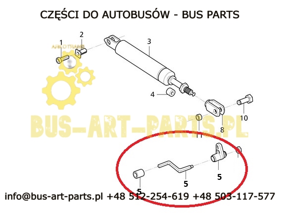 ZESTAW DŹWIGNI ZWALNIANIA SIŁOWNIKA OPARCIA FOTEL BRUSA VDL MAN NEOPLAN OD STRONY KORYTARZA