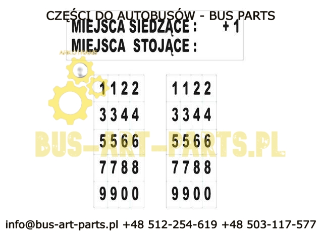 NAKLEJKA ILOŚĆ MIEJSC SIEDZĄCYCHROZMIAR 230X60 MM NA BIAŁYM TLE