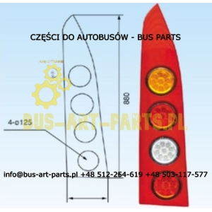 LAMPA TYŁ LEWA SCANIA IRIZAR NEW CENTURY 2005- LED DIODOWE KOMPLETNA Z BLENDĄ