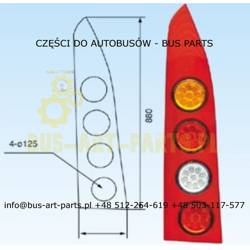 LAMPA TYŁ LEWA SCANIA IRIZAR NEW CENTURY 2005- LED DIODOWE KOMPLETNA Z BLENDĄ