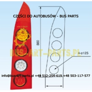 LAMPA TYŁ PRAWA SCANIA IRIZAR NEW CENTURY 2005- LED DIODOWE KOMPLETNA Z BLENDĄ
