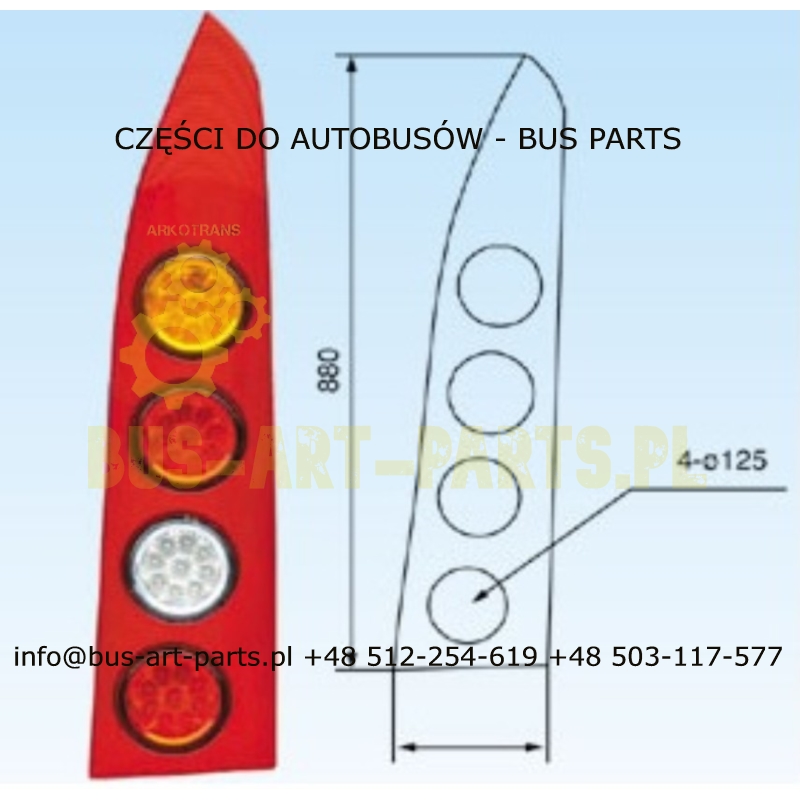 LAMPA TYŁ PRAWA SCANIA IRIZAR NEW CENTURY 2005- LED DIODOWE KOMPLETNA Z BLENDĄ