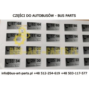 TABLICZKA NUMER FOTELA NAKLEJKA - KPL NR. 1-71 MERCEDES SETRA 2010- 34X21 FOLIA SAMO PRZYLEPNA OZNACZENIA CYFROWE