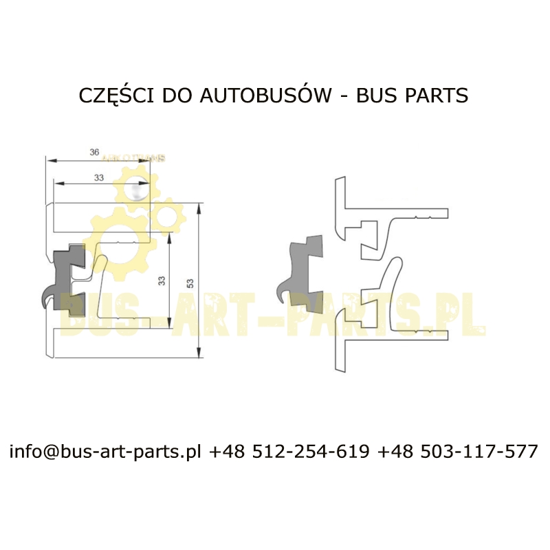 ZAWIAS GUMOWYŁĄCZNIK  KLAPY ZABUDOWY IVECO INDCAR WING MAGO COWOL