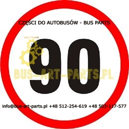 NAKLEJKA 90 KM/H DOPUSZALNA PRĘDKOŚĆ POJAZDU