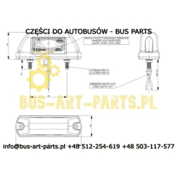 LAMPA OBRYSOWA BIAŁO CZERWONA 24V LED DIODOWA BOVA SETRA MERCEDES