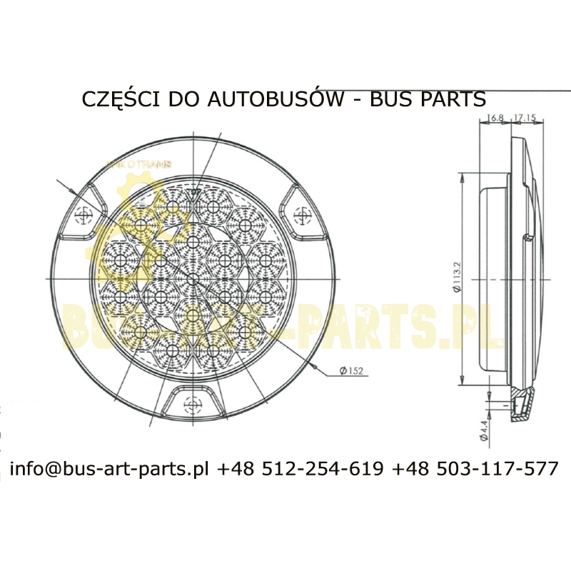 LAMPA TYŁ COFANIA PRZECIWMGIELNA BOVA 2002- Q-152/113mm LED DIODOWA 12V-24V