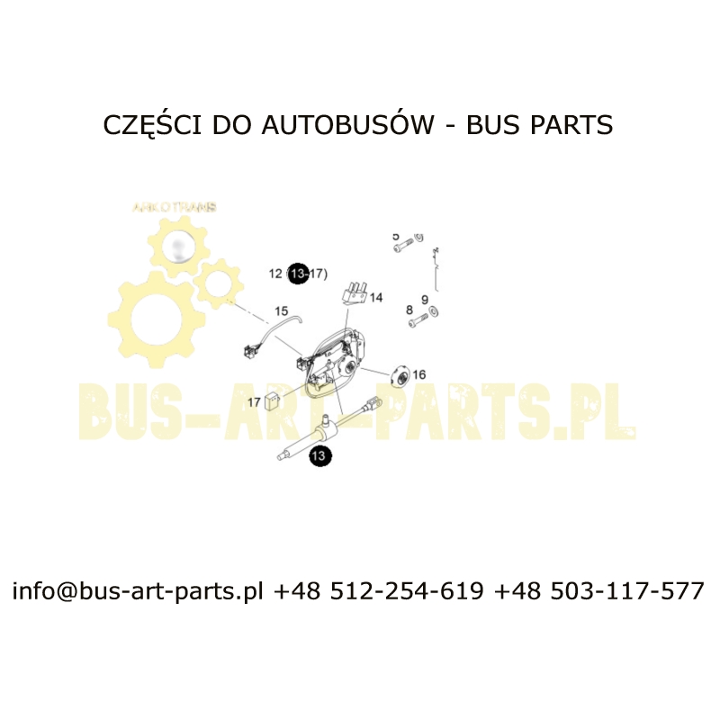 SIŁOWNIK CENTRALNEGO ZAMKA DRZWI PRZEDNICH KLAMKA KASETA BOVA MAGIQ VDL MAN NEOPLAN BLOKADA PNEUMATYCZNA