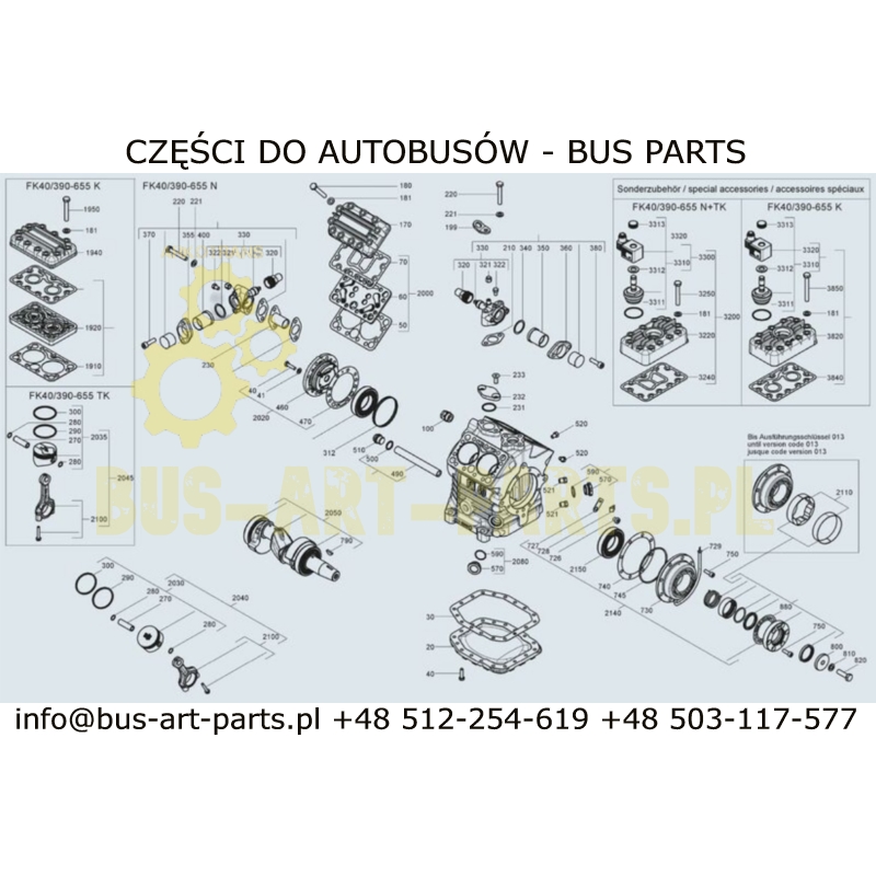 SET OF FLAT GASKETS BOCK FK40 FKX40 N TK WITH LOW HEAD SPACER