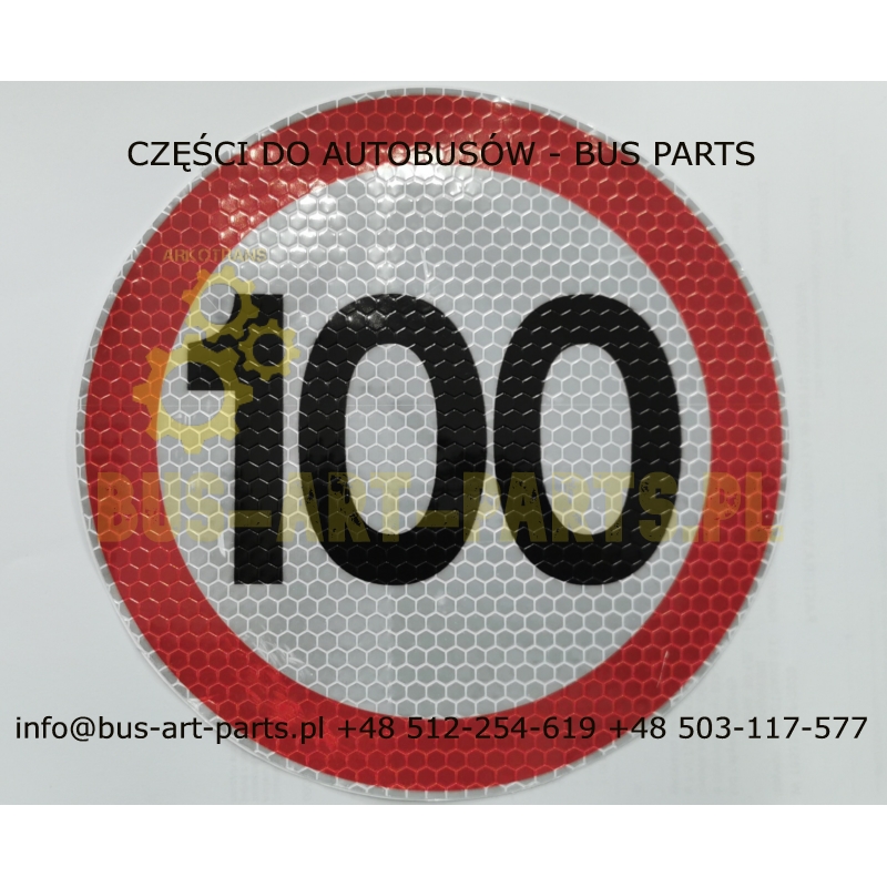NAKLEJKA 100 KM/H DOPUSZALNA PRĘDKOŚĆ POJAZDU