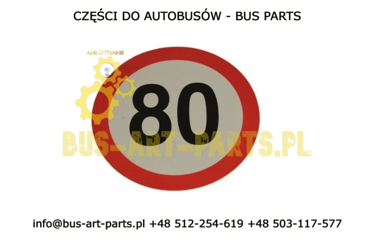 NAKLEJKA 80 KM/H DOPUSZALNA PRĘDKOŚĆ POJAZDU