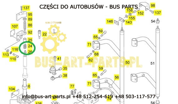 UPPER DOOR SPRING SLEEVE MERCEDES SETRA NO. 25 FROM DRAWING