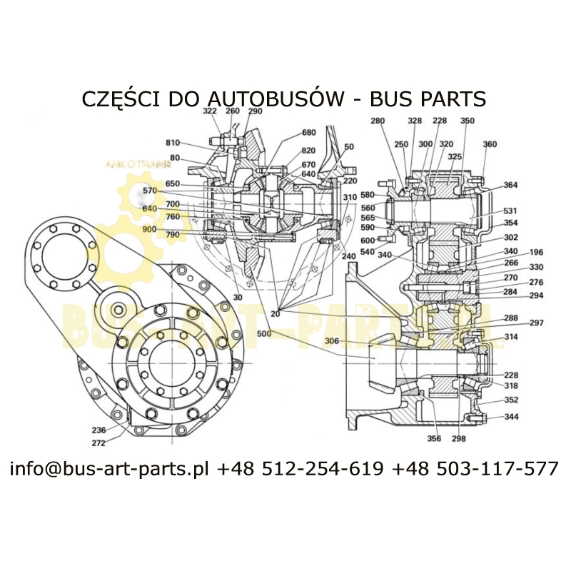 ŁOŻYSKO TYLNEGO MOSTU SETRA S309HD GÓRNEGO WAŁKA WEJŚCIOWEGO WAŁU NAPĘDOWEGO